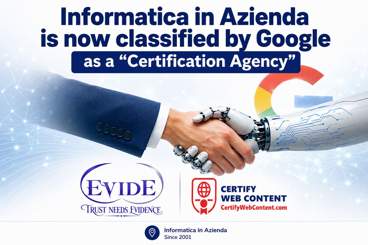 Google classifica Informatica in Azienda come “Agenzia di certificazione”